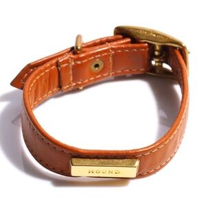 Leather Dog Collar by Hound Collection with Gold Bar Logo